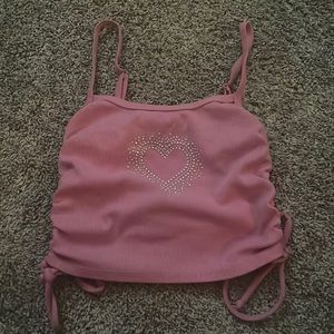 Pink; tank; cropped; bedazzled